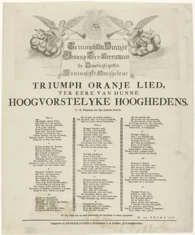 Lied op het herstel van de prins van Oranje, 1787