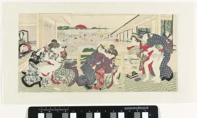 Liefdesparen op veranda — Utagawa Kunisada (I) Kanvas Tablo