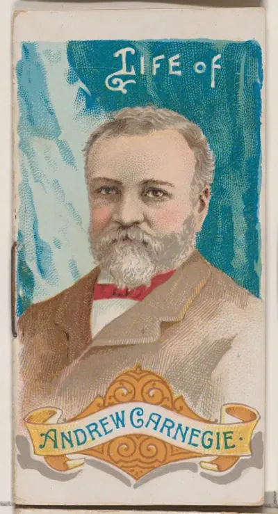 Life of Andrew Carnegie, from the Histories of Poor Boys and Famous People series of booklets (N79) for Duke brand cigarettes