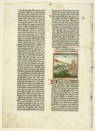 Life of Saint Pirminius from Heiligenleben, Winterteil (Lives of the Saints, Wintertime), Plate 1 from Woodcuts from Books of the 15th Century