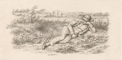 Liggende man in een landschap