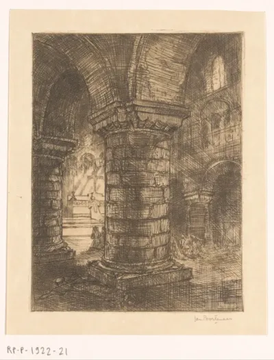Liggende monnik in een kerk