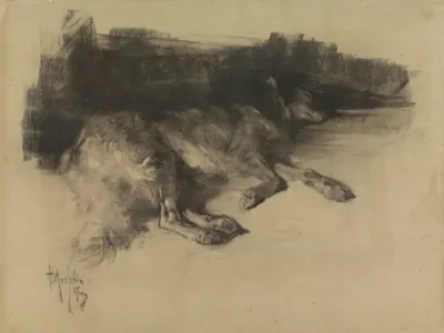 Liggende, slapende hond