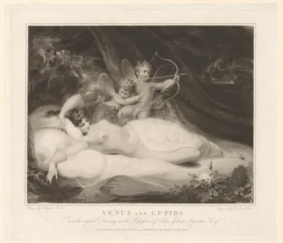 Liggende Venus met twee Cupido's