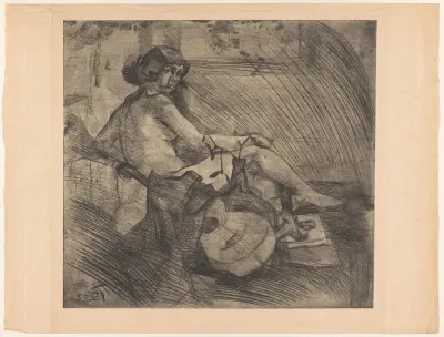 Liggende vrouw met gitaar