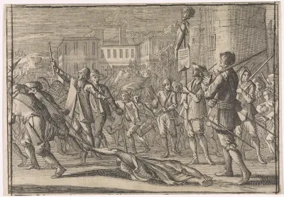 Lijk van Francesco Toraldo door de straten van Napels gesleept, 1647