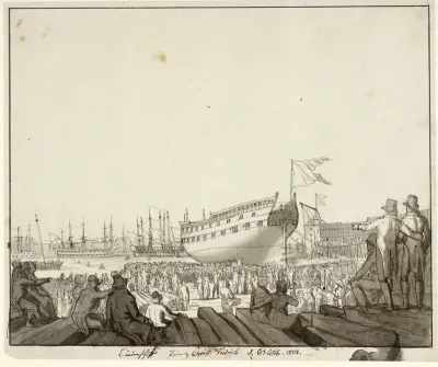 Linieskibet Prins Christian Frederik løber af stabelen