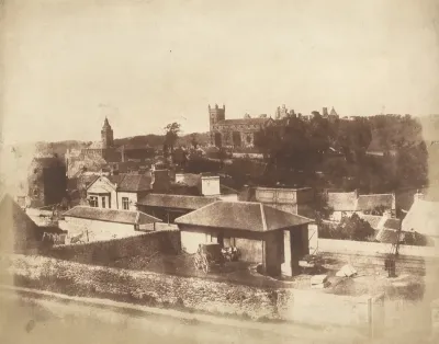 Linlithgow, from the railway station, with the Town Hall, St. Michael's Church, and Palace