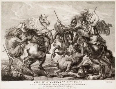 Lion and Tiger Hunting, after Peter Paul Rubens