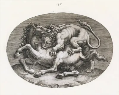 Lion Attacking a Horse, from "Speculum Romanae Magnificentiae"