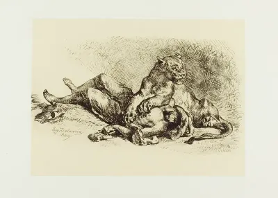 Lioness Tearing at the Chest of an Arab
