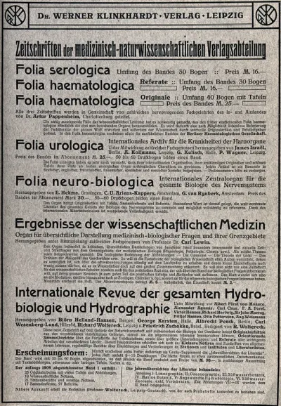 List of medical periodicals, including prices, printed on verso of contents page to Alfred Kast, Pathologisch-anatomische Tafeln
