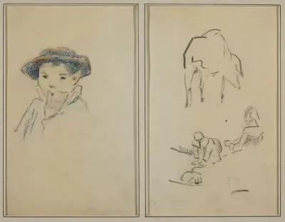 Little Breton Boy; A Pig and a Washerwoman [recto]