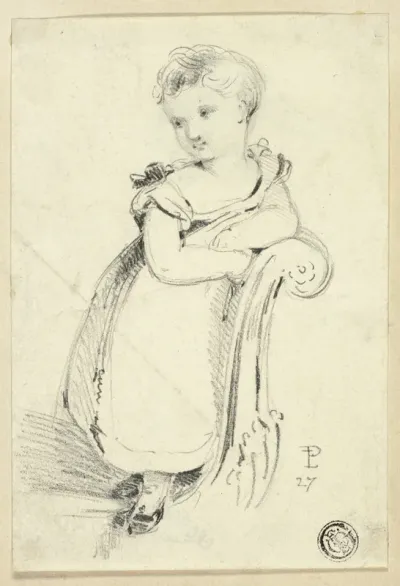 Little Girl Standing on Sofa (recto); Fragment: Back of a Woman's Head (verso)