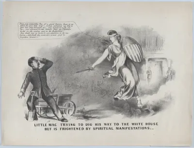 Little Mac Trying to Dig His Way to the White House, But is Frightened by Spiritual Manifestations
