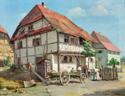 Lively ancient Alsatian farm