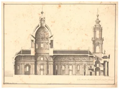 Længdesnit gennem S. Lorenzo kirke, Rom
