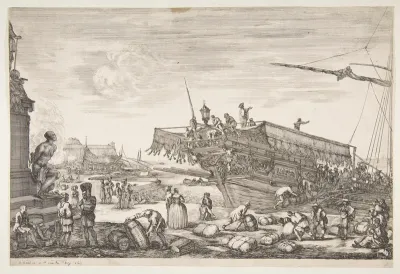 Loading a Galley, from Views of the Port of Livorno, 1654 55