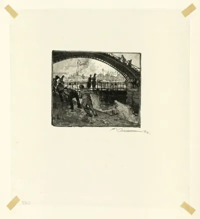 Lock of the Canal Saint-Martin, plate six from Le Long de la Seine et des Boulevards