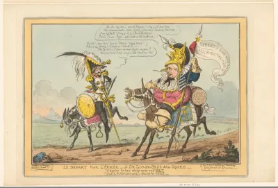 Lodewijk Anton van Bourbon en Lodewijk XVIII zitten op twee Spaanse muilezels