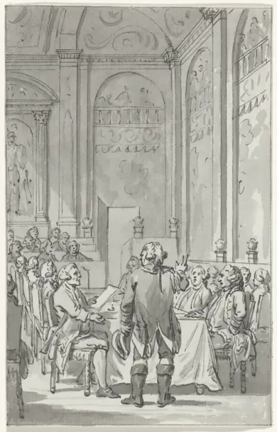 Lodewijk Ernst hertog van Brunswijk-Wolfenbüttel legt de eed als veldmaarschalk af, 1759