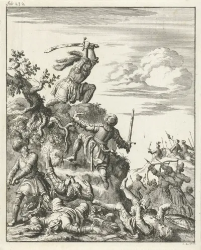Lodewijk VII, koning van Frankrijk, vecht bij Laodicea alleen tegen de vijand