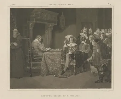 Lodewijk XIII en Richelieu spelen schaak