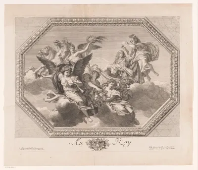 Lodewijk XIV op zegekar gekroond
