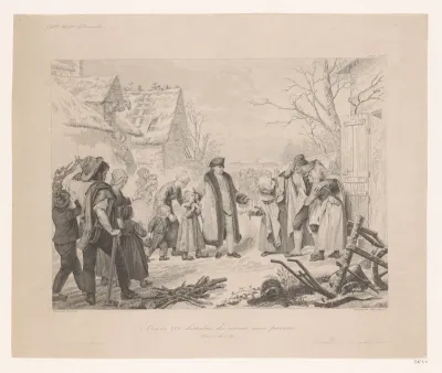 Lodewijk XVI op bezoek in een arme wijk