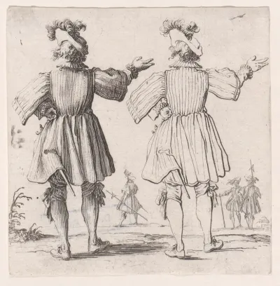 L'Officier a la Collerette Vu de Dos (The Officer with the Hackle Seen from Behind), from "Varie Figure" (Various Figures)