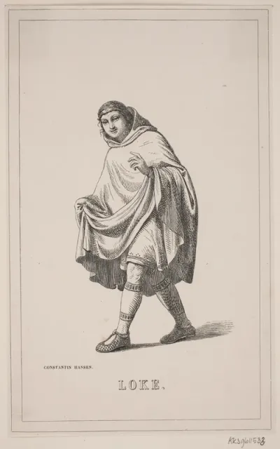 Loke. Illustration til Fabricius' Danmarks historie 1, 108.