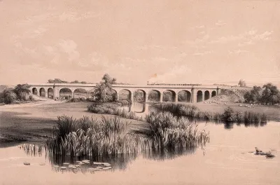 London and Birmingham Railway: the viaduct over the River Avon at Wolston, Warwickshire