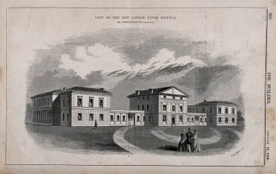 London Fever Hospital, Liverpool Road, Islington: viewed from the north