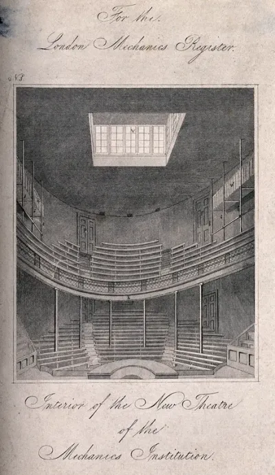 London Mechanics' Institute, Southampton Buildings, Holborn: the interior of the lecture theatre