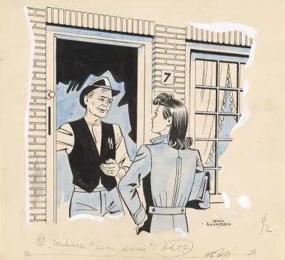 Lony praat met een man in een deuropening