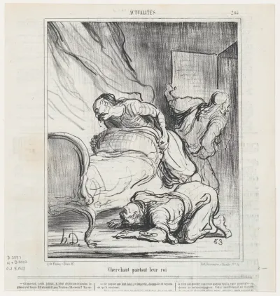 Looking everywhere for their king, from 'News of the day,' published in Le Charivari, October 4, 1867
