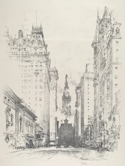 Looking up Broad Street from Spruce Street