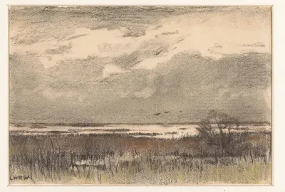 Loosdrechtse plassen, met donkere wolkenlucht