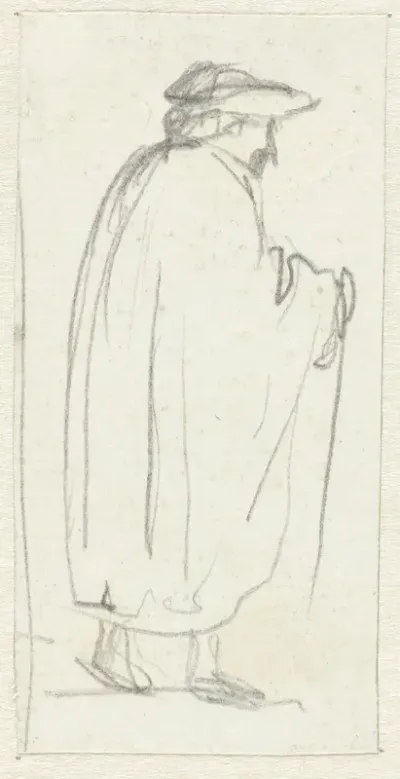 Lopende man in lange mantel