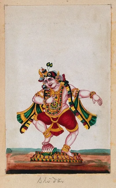Lord Krishna dancing on a lotus