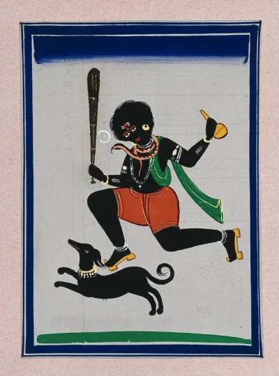Lord Shiva in his form as Bhairav along with his vehicle, the dog