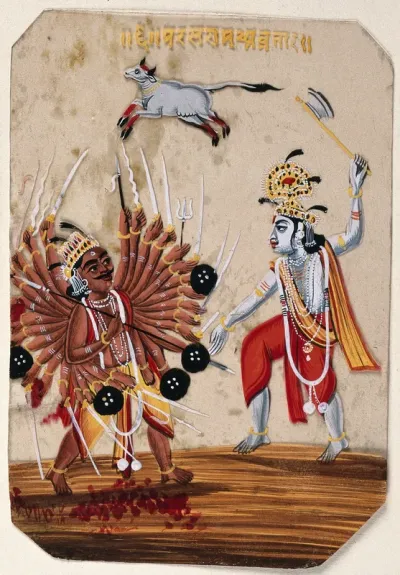 Lord Vishnu in his incarnation as Parshuram to destroy the evil kings