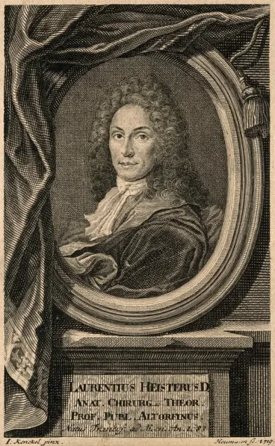 Lorenz Heister. Line engraving by G. D. Heumann, 1719, after J. Kenckel