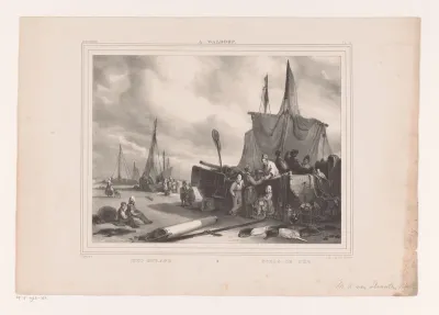 Lossen van boten op het strand