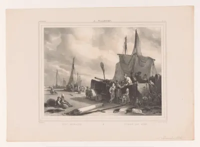 Lossen van boten op het strand