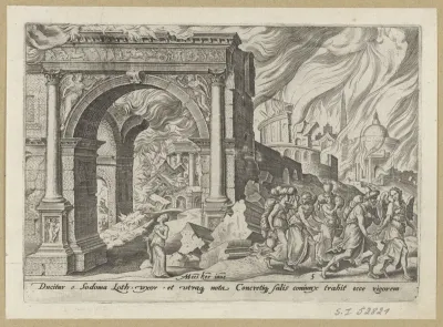 Lot and His Family Leaving the Burning Sodom