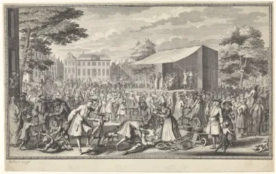 Loterij op een podium, ca. 1720