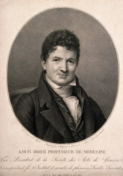Louis Odier. Stipple engraving by N. Schenker after F. C. Massot