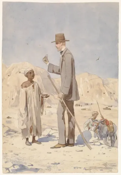 Louis Philippe Albert d'Orleans, bij een opgraving in Egypte