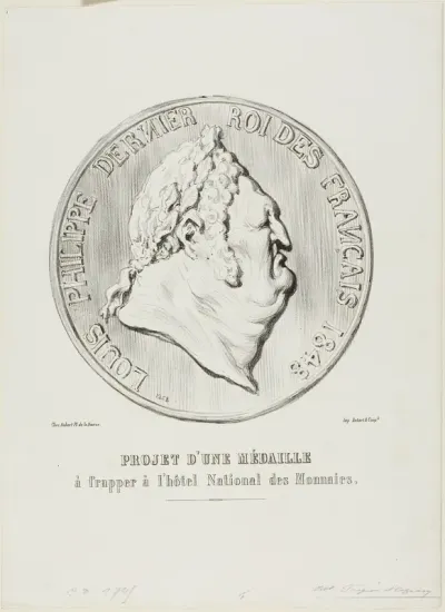 Louis-Philippe, Last King if the French 1848. Design for a medal to be manufactured by the National Mint